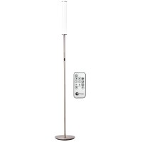 Obright Led Cylinder Floor Lamp With Remote Control, Full Range Dimming, Adjustable Color Temperature 3000K-6000K, Minimalist Standing Lamps For Living Room, Bedrooms And Office, Brushed Nickel