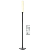 Obright Led Cylinder Floor Lamp With Remote Control, Full Range Dimming, Adjustable Color Temperature 3000K-6000K, Minimalist Standing Lamps For Living Room, Bedrooms And Office, Black