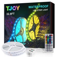 Tjoy Waterproof Led Light Strips 32.8Ft, Ip65 Outdoor Led Strip Lights Waterproof With 44 Key Ir Remote, Color Changing Rgb Led Lights For Bedroom?Tv?Kitchen?Indoor/Outdoor Decor(16.4 * 2)