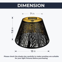 Medium Lamp Shade, Alucset Barrel Metal Lampshade With Pattern Of Trees Lampshade For Table Lamp, 7X13X7.8 Inch, Metal Lampshades, Spider