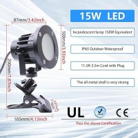 Clip Floodlight 15W Led Work Light Ip65 Waterproof 150W Equivalent 115Ft 35M Cord With Plug Lights For Workshop Garage Constr