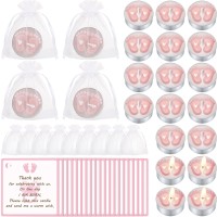 Treela 20 Sets Baby Shower Party Favors Tea Lights Candles For Guests Cute Baby Feet Shaped Burning Thank You Tags Return Gifts