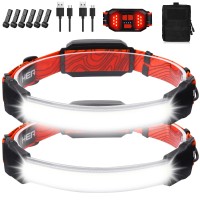 Rechargeable Headlamp,Super Bright 1500 Lumens 6 Modes Head Lamp Led Rechargeable With Tail Red Light,Wide Beam Led Headlamp Waterproof For Adults Outdoor Camping Hiking Hunting Accessories