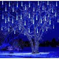 Outdoor Christmas Decorations, Purtuemy 12 Inch/ 30 Cm Meteor Shower Lights, Icicle Christmas Lights Outdoor For Tree, Christmas Decorations Outdoor For Yard House Wedding Party, Blue