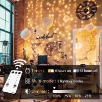 Jmexsuss 19.6X9.5Ft Curtain String Lights Plug In, 600 Led String Lights Indoor With Remote, 8 Modes Wall Hanging String Lights For Bedroom Wedding Party Outdoor Xmas Room Decorations, Warm White