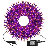 Kemooie 300 Led Orange&Purple Halloween Lights, 99Ft Connectable 8 Lighting Modes With Memory Function Plug In, Waterproof For Outdoor Indoor Halloween Garden Roof Decorations (Purple And Orange)