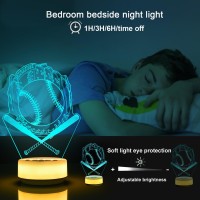 Kymellie Baseball Gifts Night Light For Boys Baseball Room Decor 14 Colors Sports Lamp With Remote Entity Key Timing Function