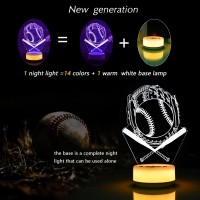 Kymellie Baseball Gifts Night Light For Boys Baseball Room Decor 14 Colors Sports Lamp With Remote Entity Key Timing Function