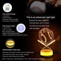 Kymellie Baseball Gifts Night Light For Boys Baseball Room Decor 14 Colors Sports Lamp With Remote Entity Key Timing Function