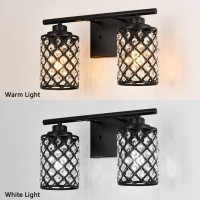 Niloah 2 Light Black Bathroom Light Fixtures Modern Farmhouse Vanity Light Bathroom Lights Over Mirror Crystal Vanity Lighting