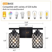 Niloah 2 Light Black Bathroom Light Fixtures Modern Farmhouse Vanity Light Bathroom Lights Over Mirror Crystal Vanity Lighting