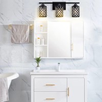 Niloah 3 Light Black Bathroom Light Fixtures Modern Farmhouse Vanity Light Wall Lamps Bathroom Lights Over Mirror Crystal Vani