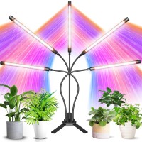 Grodrow Grow Lights For Indoor Plants, 150 Leds Grow Light For Seed Starting With Full Spectrum, 3/9/12H Timer, 10 Dimmable Levels & 3 Switch Modes, Adjustable Gooseneck Suitable For Various Plant