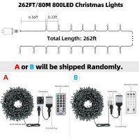 Tcamp Color Changing Christmas Tree Lights Outdoor Indoor 800 Led 262Ft Warm White Multicolor Christmas String Lights 11 Modes