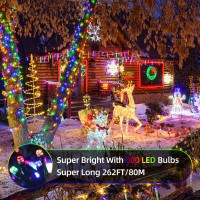 Tcamp 262Ft 800Led Multicolor Christmas Tree Lights Outdoor Indoor Decorations Led Christmas String Lights With Memory Timer Fu