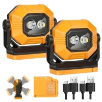 Led Rechargeable Work Light, 1500Lm Portable Cob Magnetic Lights With 3 Modes & 360