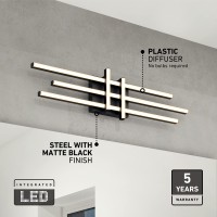 Artika Grid 19W Modern Led Vanity Light Fixture, Matte Black Finish - Ideal For Bathroom Lighting - 1100 Lumens, 4000 Kelvin, Made Of Steel, No Bulb Required