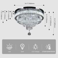 Frixchur 197 Modern Crystal Chandeliers Crystal Ceiling Light Led Remote Control Chandelier Light Fixture For Bedrooms Living