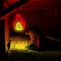 Flame Neon Sign Flame Led Light Sign For Wall Decor Hanging Flame Shaped Light Usb Or Battery Powered Fire Neon Sign For Kids