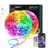 Keelixin 130Ft Led Lights,5050 Rgb Led Lights For Bedroom,Led Strip Lights With Remote & Bluetooth App Control Sync With Music,Luces Led Para Cuarto,Long Led Light Strip For Room,Tv,2 Rolls Of 65Ft