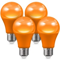 L Lohas Led Halloween Orange Led Light Bulbs Outdoor A19 9W60W Equivalent Orange Colored Light Bulb E26 Base Nondim 4Pac