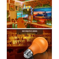 L Lohas Led Halloween Orange Led Light Bulbs Outdoor A19 9W60W Equivalent Orange Colored Light Bulb E26 Base Nondim 4Pac