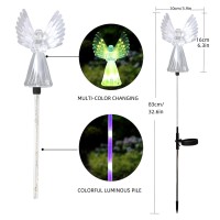 2 Pack Solar Angel Lights Solar Powered Garden Stake Lights Multicolor Changing Angel Decorative Lights For Cemetery Grave Ya