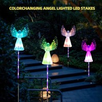 2 Pack Solar Angel Lights Solar Powered Garden Stake Lights Multicolor Changing Angel Decorative Lights For Cemetery Grave Ya