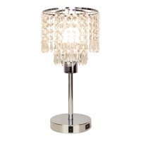 Anika 62319 Crystal Chandelier Dual Usb Table Lamp / Switch Control / Easy To Install Bulb / Silver Base / Mains Powered / 39.5 X 18Cm