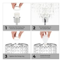 Anika 62319 Crystal Chandelier Dual Usb Table Lamp / Switch Control / Easy To Install Bulb / Silver Base / Mains Powered / 39.5 X 18Cm