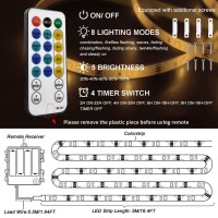 Echosari 16.4Ft Battery Strip Lights 150 Leds Warm White Tape Lights Strip With Remote, 8 Modes, Timer, Dimmable, Waterproof, Self-Adhesive Led Lights For Dorm Bedroom Cabinet Bar(Warm White)