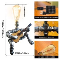 Wibota Music Guitar Table Lamp Art Decor Guitar Stuff Cool Gifts For Music Art Lovers Microphone Players For Men Steampunk Pipe