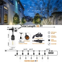 Achin Outdoor String Lights 48Ft Dimmable Warm 2200K Led Patio Lights Outdoor Waterproof With 16 Plastic Bulbs Shatterproof String Lights For Outside Deck Gazebo Bistro Lights