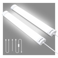 Akpuzd 2Pack Plug In Ceiling Lights 2Ft Plug In Light Ip66 Waterproof 18W Led Tube Light With Nooff Switch 2000Lm Led Closet