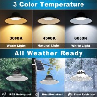 Niorsun Solar Pendant Light, Upgraded Motion Sensor Light Outdoor Solar Lights Indoor Dimmable With Remote 3000K/4500K/6000K, 16.4Ft Cable Ip65 Waterproof For Shed, Barn, Gazebo, Patio(1 Pack)