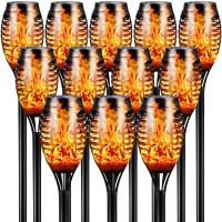 Otdair Solar Torch Lights With Flickering Flame, 12 Packs 12Led Tiki Torch Solar Lights Outdoor, Ip65 Waterproof Mini Solar Torch Light Auto On/Off For Garden, Patio, Yard, Pathway