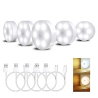 Motion Sensor Led Night Light Upgraded Version Cordless,Wall Lights,Stair Lights,Hallway Closet Light Stickanywhere,Safe Kitchen Bedroom Sensor Light Indoor Rechargeble(White Pack Of 5)