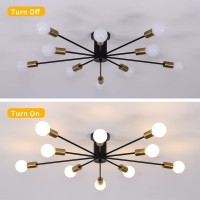 Garwarm Modern Sputnik Ceiling Light 10Light Mid Century Sputnik Chandelier Industrial Semi Flush Mount Ceiling Light Fixture