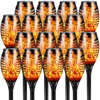 Otdair Solar Outdoor Lights, 16 Packs 12Led Solar Tiki Torches With Flickering Flame, Ip65 Waterproof Mini Solar Torch Light Auto On/Off For Garden, Patio, Yard, Pathway