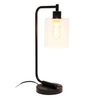 Simple yet modern this desk lamp is sure to add a touch of style to any room in your home This beautifully crafted iron desk lamp combines a simple base with a curved arm 2 USB ports and a clear cylinder glass shade for a sleek and sophisticated combinati