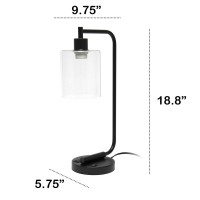 Simple yet modern this desk lamp is sure to add a touch of style to any room in your home This beautifully crafted iron desk lamp combines a simple base with a curved arm 2 USB ports and a clear cylinder glass shade for a sleek and sophisticated combinati