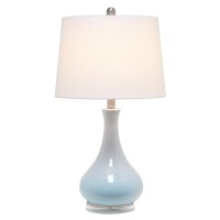 A smooth glossy finish atop the droplet shaped base transforms this simple lamp to the perfect contemporary accent for your home Combined with a hardback empire fabric shade this lamp suits all your lighting needs whether at home or in the office No bette