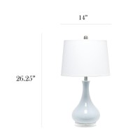 A smooth glossy finish atop the droplet shaped base transforms this simple lamp to the perfect contemporary accent for your home Combined with a hardback empire fabric shade this lamp suits all your lighting needs whether at home or in the office No bette