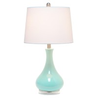 A smooth glossy finish atop the droplet shaped base transforms this simple lamp to the perfect contemporary accent for your home Combined with a hardback empire fabric shade this lamp suits all your lighting needs whether at home or in the office No bette