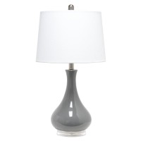 A smooth glossy finish atop the droplet shaped base transforms this simple lamp to the perfect contemporary accent for your home Combined with a hardback empire fabric shade this lamp suits all your lighting needs whether at home or in the office No bette