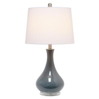 A smooth glossy finish atop the droplet shaped base transforms this simple lamp to the perfect contemporary accent for your home Combined with a hardback empire fabric shade this lamp suits all your lighting needs whether at home or in the office No bette