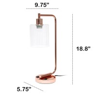 Modern Iron Desk Lamp With Usb Port And Glass Shade Rose Gold