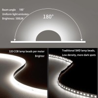 Mdee?Cob Led Strip Lights 6000K Cold White 14.76Ft/4.5M Dc12V Flexible Led Tape Lights Cri 90+ 800Lm/M 320Leds/M For Indoor And Outdoor D