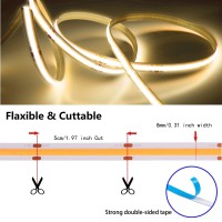 Mdee?Cob Led Strip Lights 6000K Cold White 14.76Ft/4.5M Dc12V Flexible Led Tape Lights Cri 90+ 800Lm/M 320Leds/M For Indoor And Outdoor D