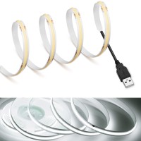 Mdee?Cob Led Strip Lights 6000K Cold White 9.84Ft/3M Dc Powered Dc12V Flexible Led Tape Lights With Dc Connector Cri 90+ 800Lm/M 320Leds/M For Indoor And Outdoor D